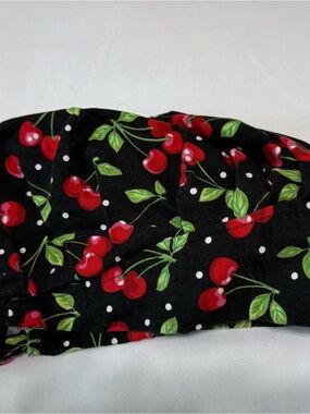 Black Cherry Print Bouffant scrub cap